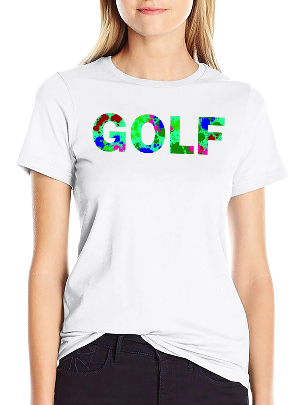 Abstract Golf T-Shirt - Black Casual Tee