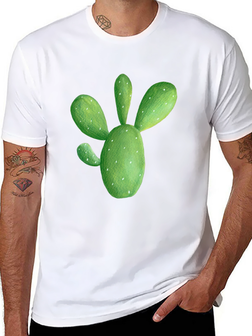 Cactus Graphic Tee - Black Cotton T-Shirt