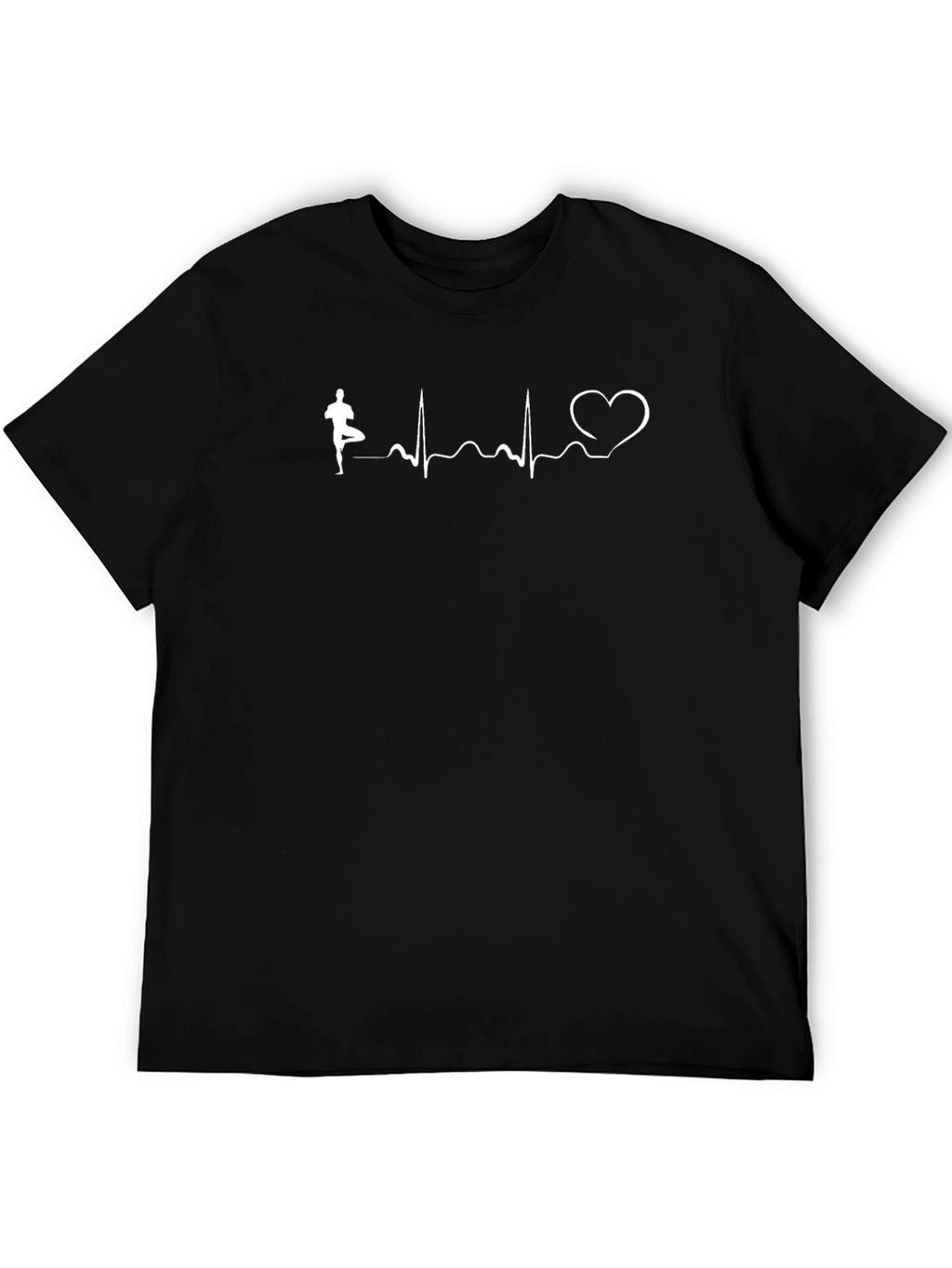 Yoga Heartbeat Graphic Tee - Black Cotton T-Shirt