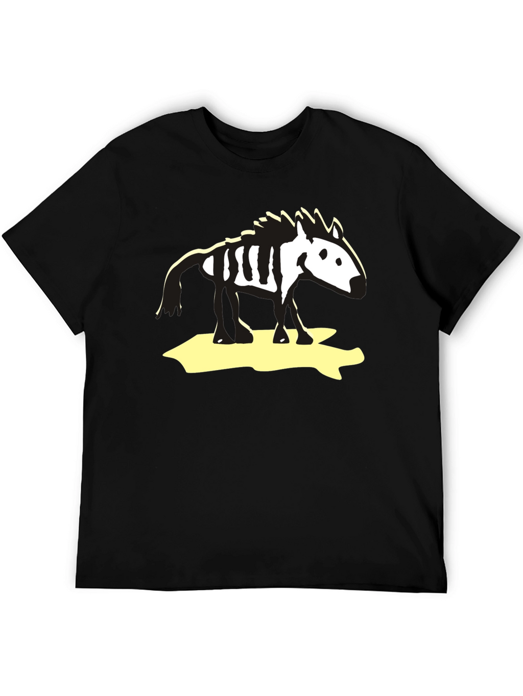 Zebra Skeleton Graphic Tee - Black Cotton T-Shirt