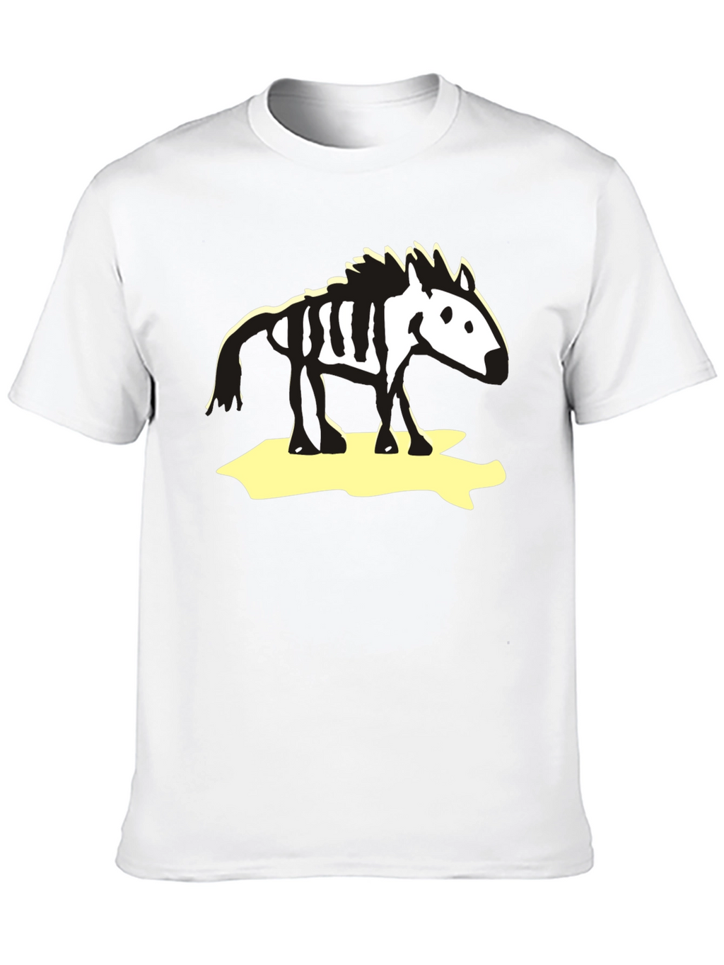 Zebra Skeleton Graphic Tee - Black Cotton T-Shirt