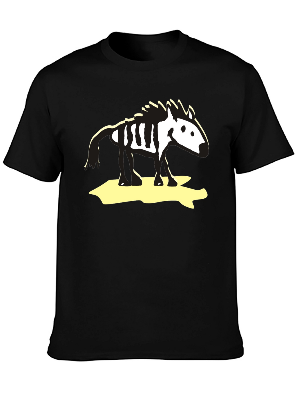 Zebra Skeleton Graphic Tee - Black Cotton T-Shirt