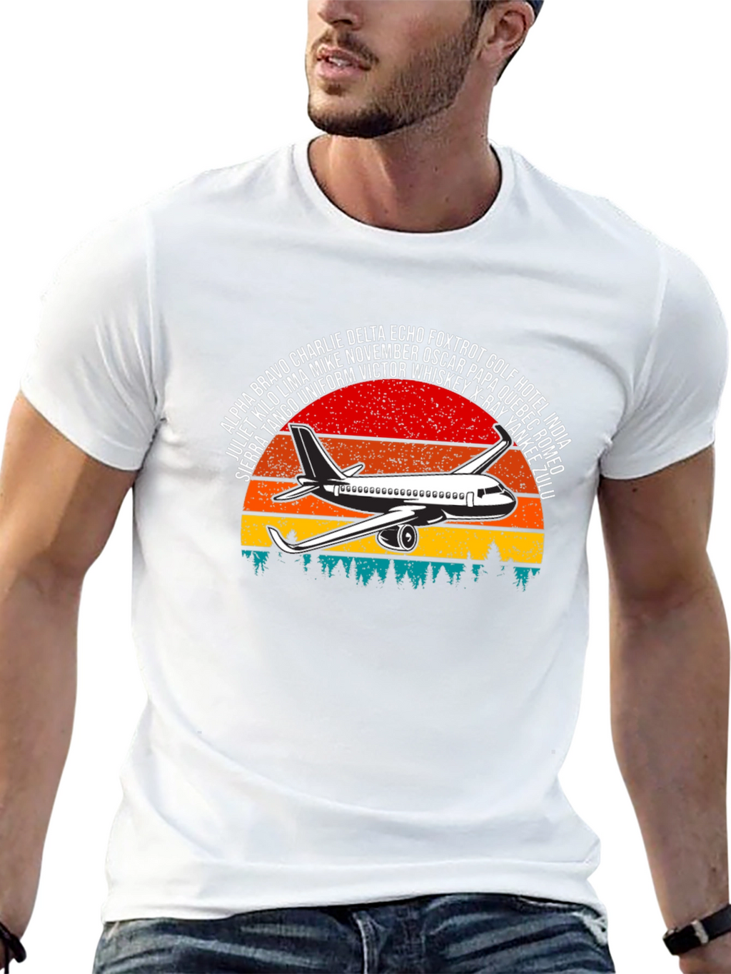 Aviation Alphabet Retro Sunset T-Shirt