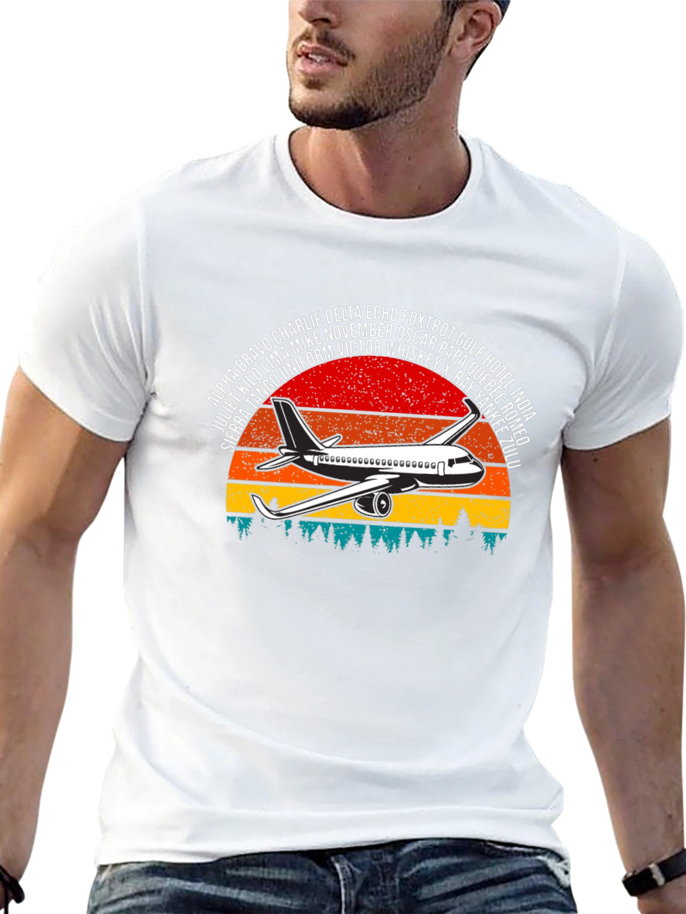 Aviation Alphabet Retro Sunset T-Shirt