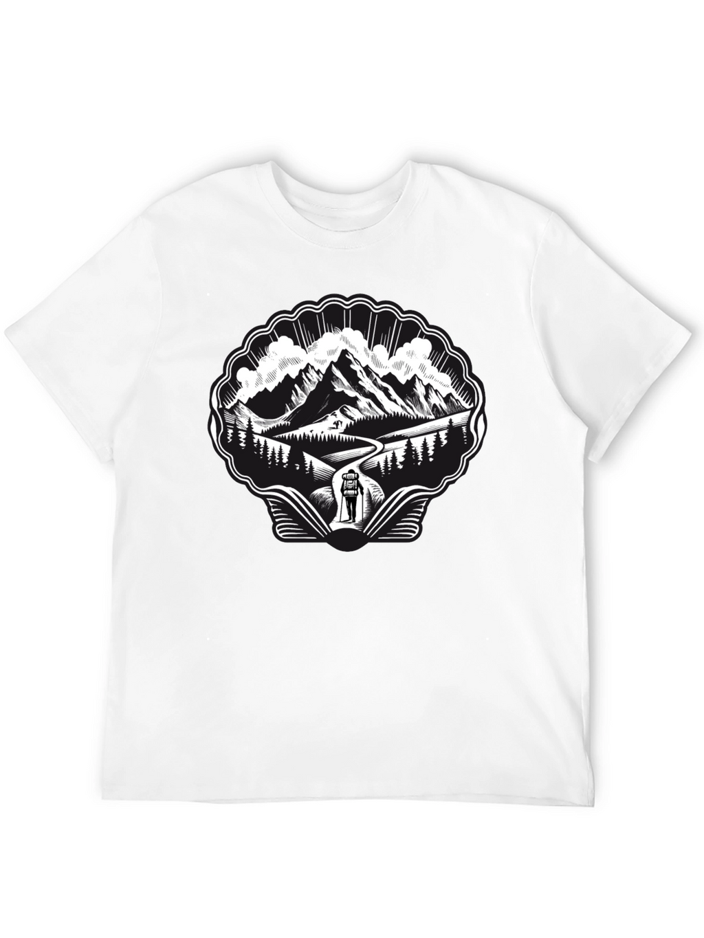 Mountain Hiking Graphic Tee - Black