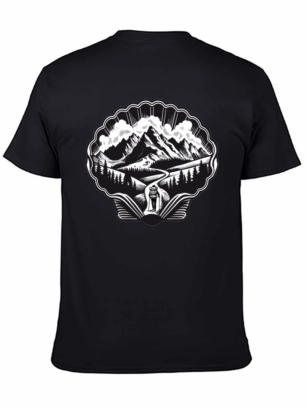 Mountain Hiking Graphic Tee - Black