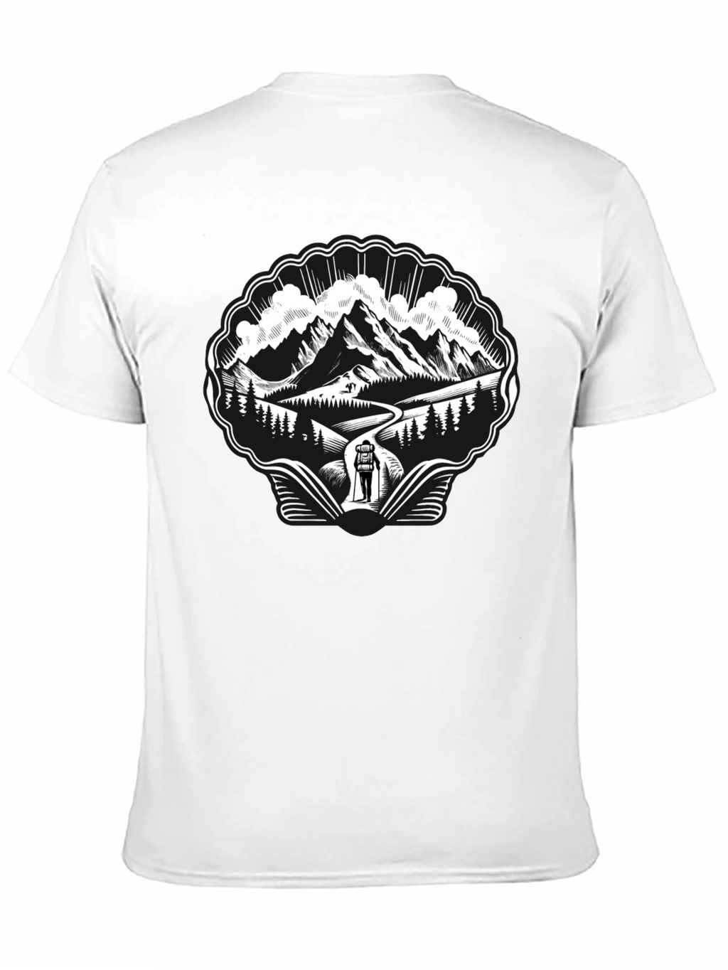 Mountain Hiking Graphic Tee - Black