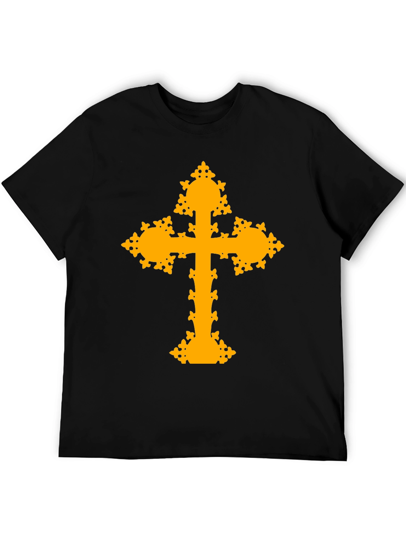 Ornate Cross Graphic T-Shirt - Black