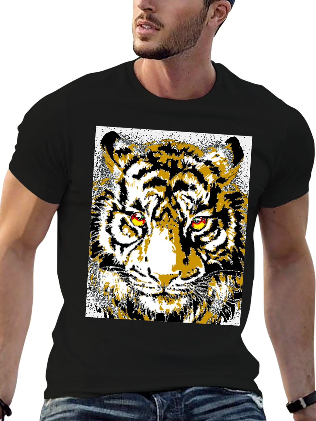 Striking Tiger Graphic Tee - Bold Animal Print T-Shirt