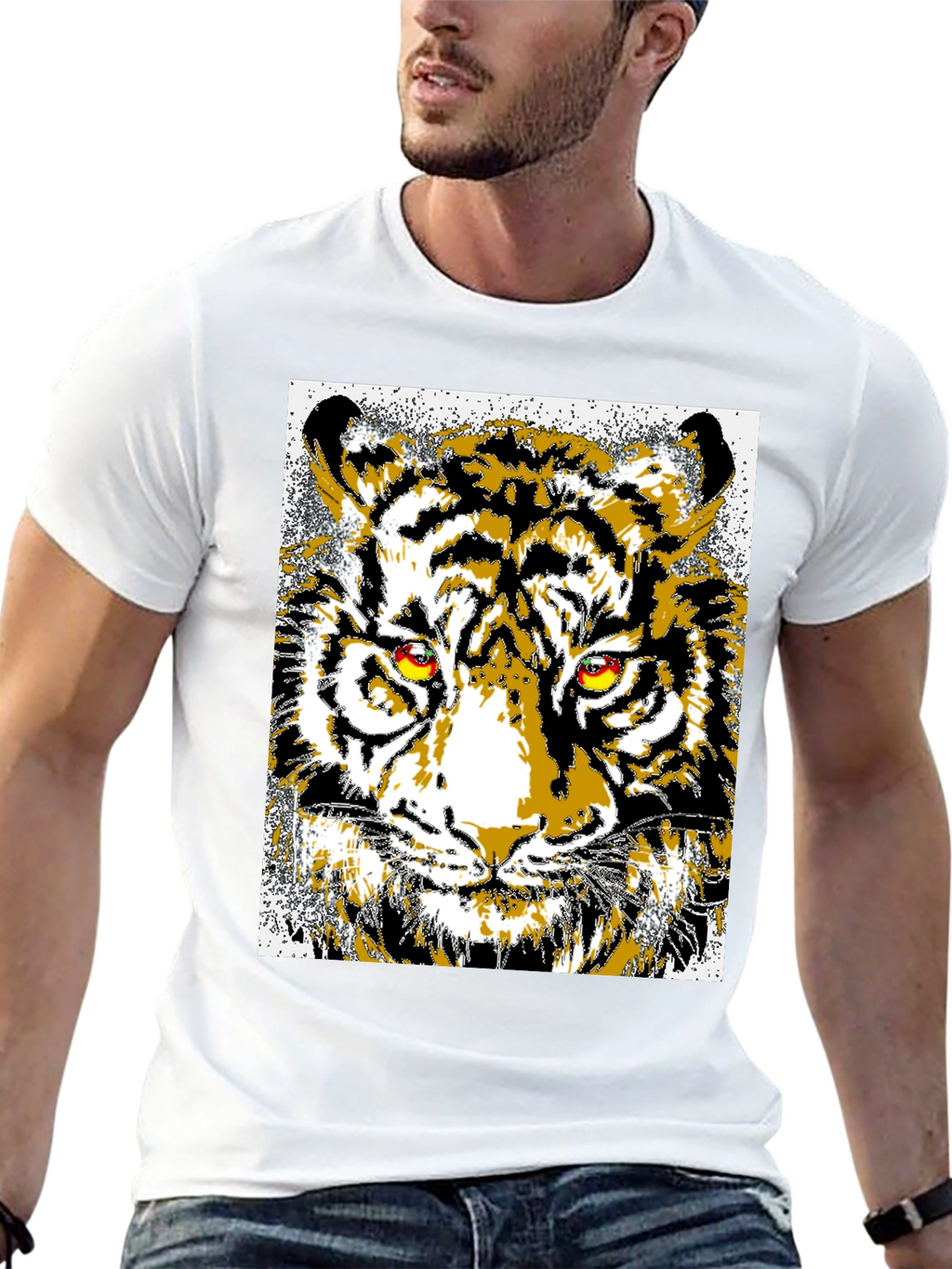Striking Tiger Graphic Tee - Bold Animal Print T-Shirt