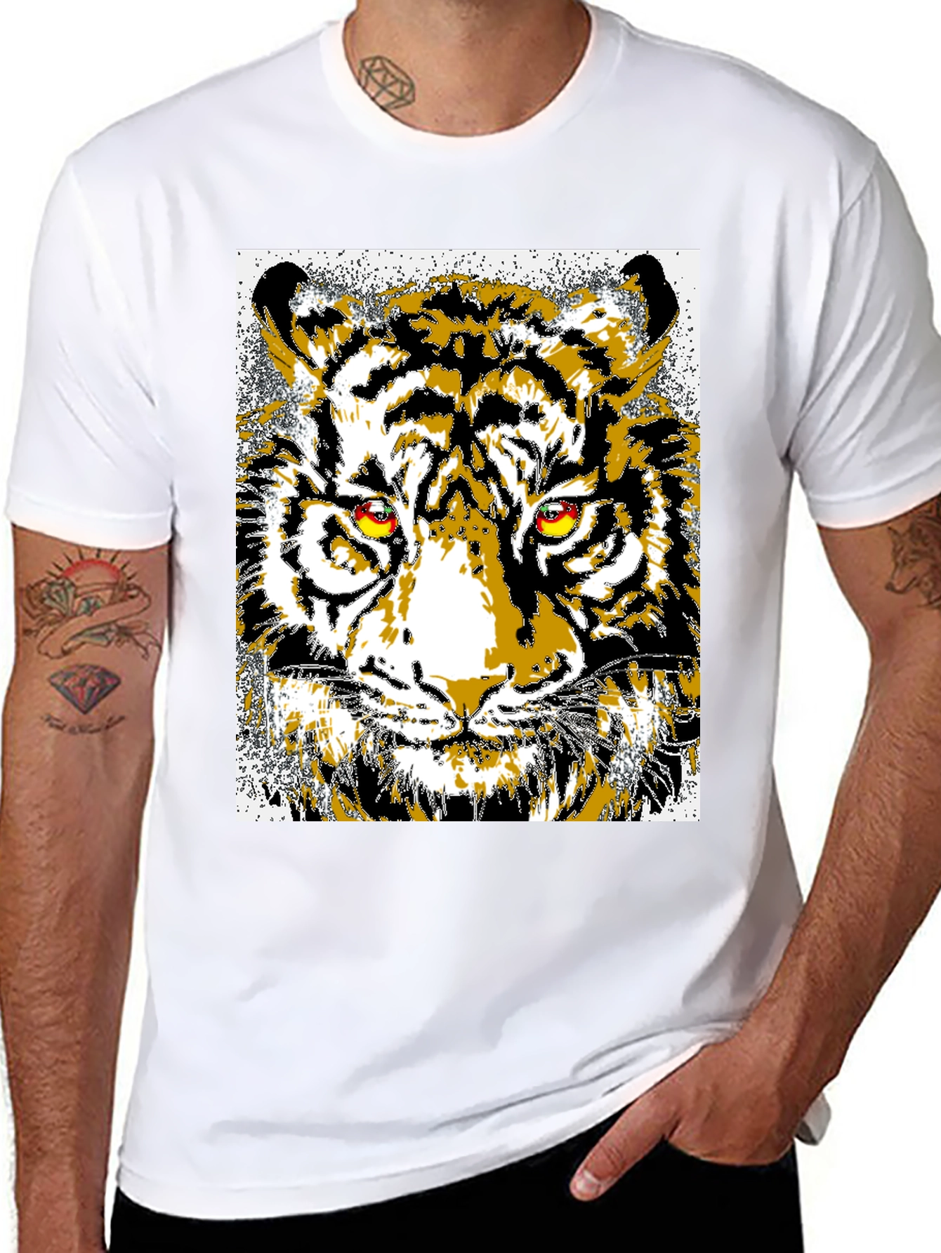 Striking Tiger Graphic Tee - Bold Animal Print T-Shirt