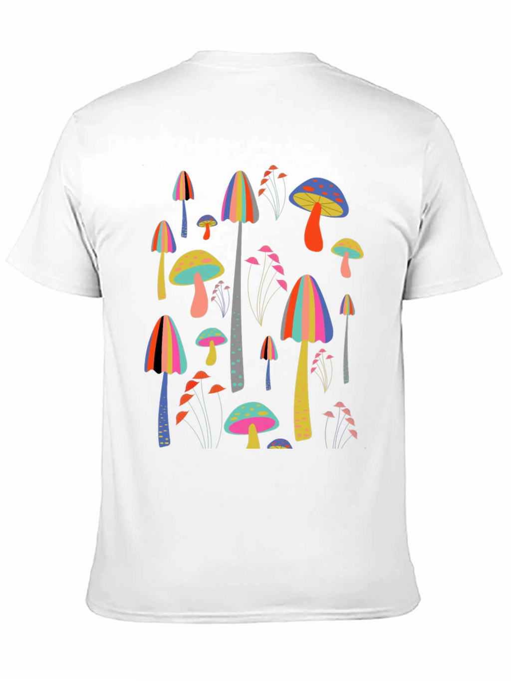 Funky Mushroom Print Black T-Shirt