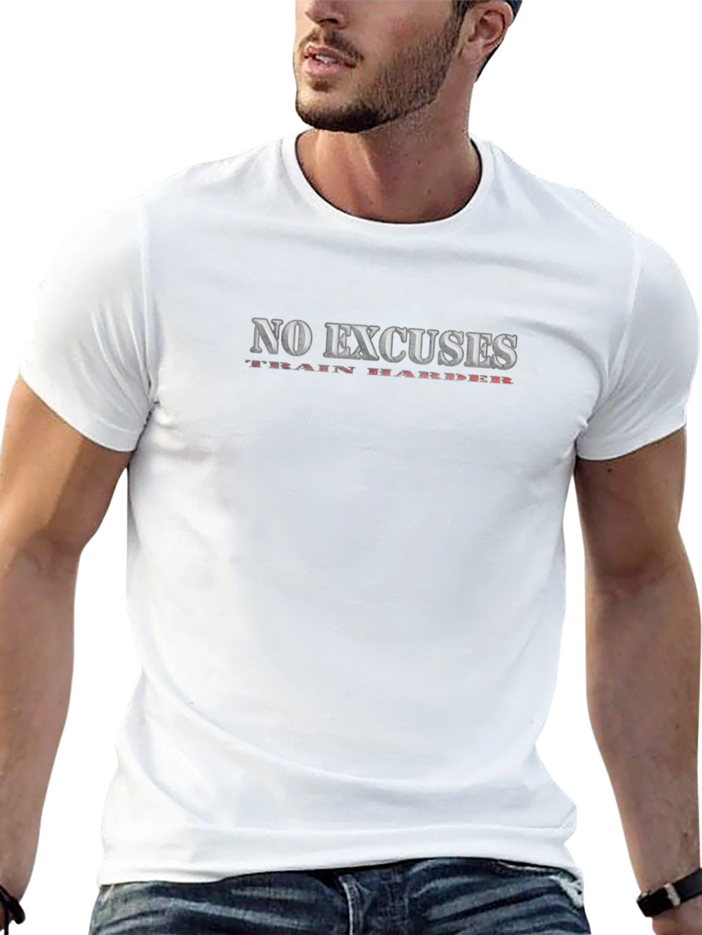 No Excuses Train Harder Black Graphic Tee