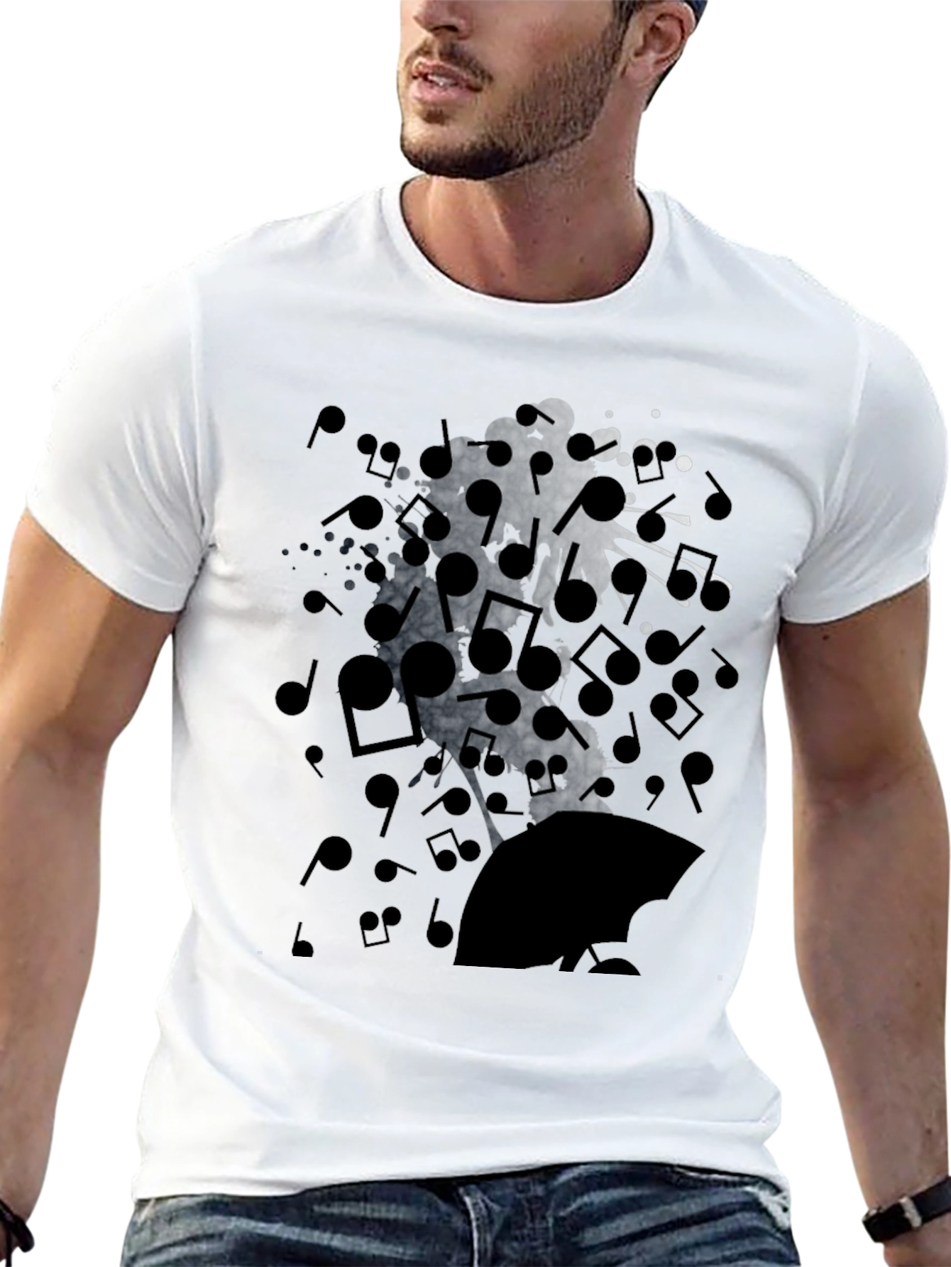 Music Notes Graphic T-Shirt - Soft Cotton Blend