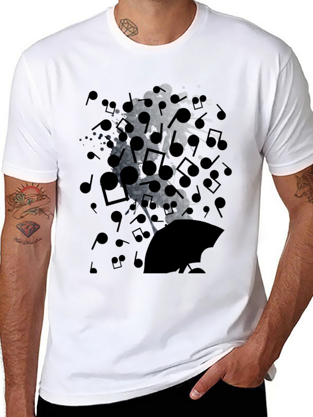Music Notes Graphic T-Shirt - Soft Cotton Blend