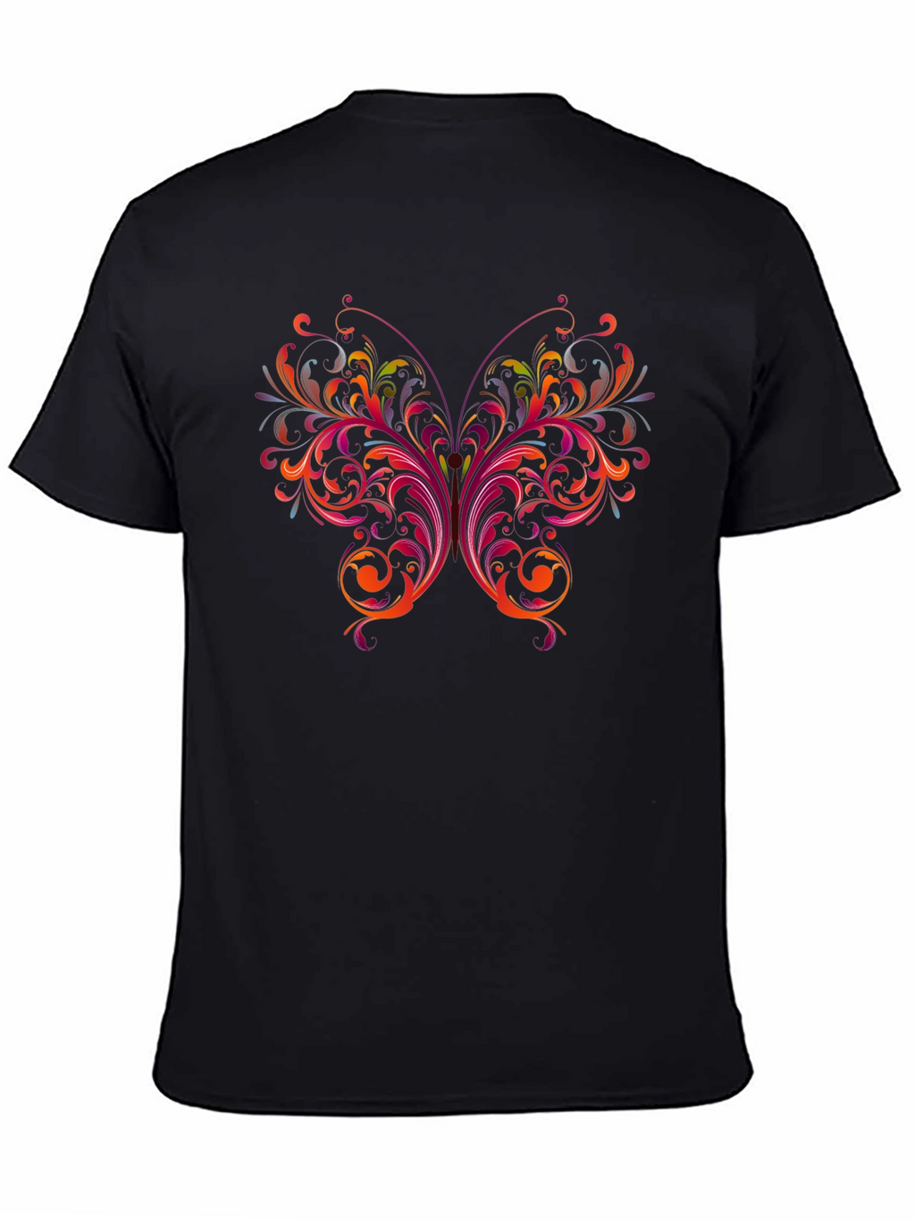 Floral Butterfly Graphic Black T-Shirt