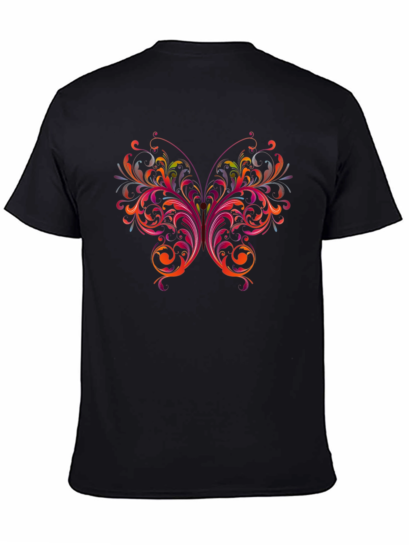 Floral Butterfly Graphic Black T-Shirt