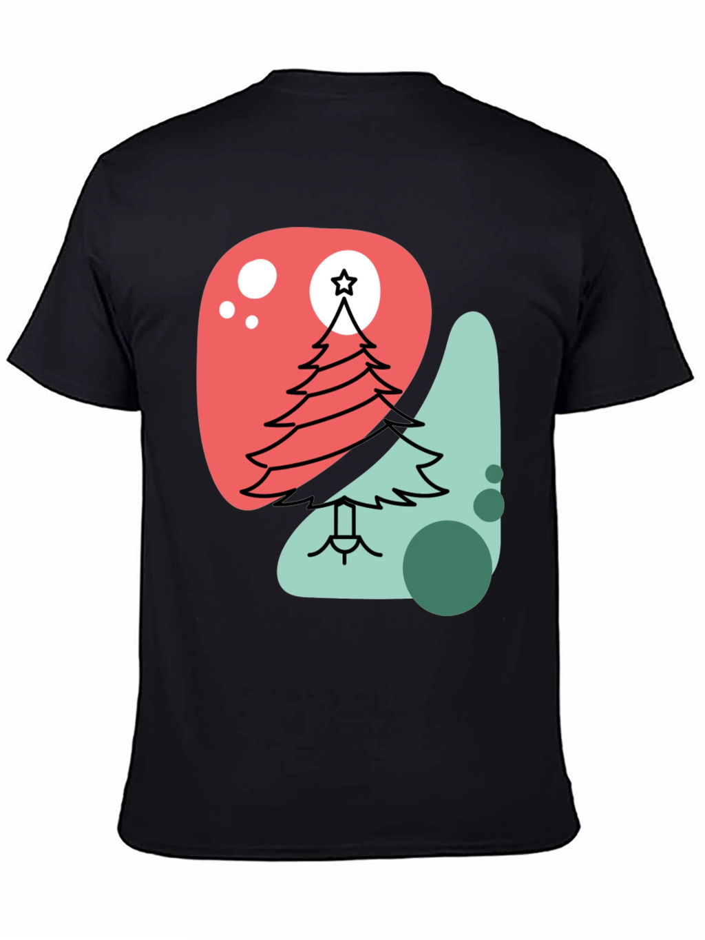 Modern Christmas Tree Graphic Tee - Black