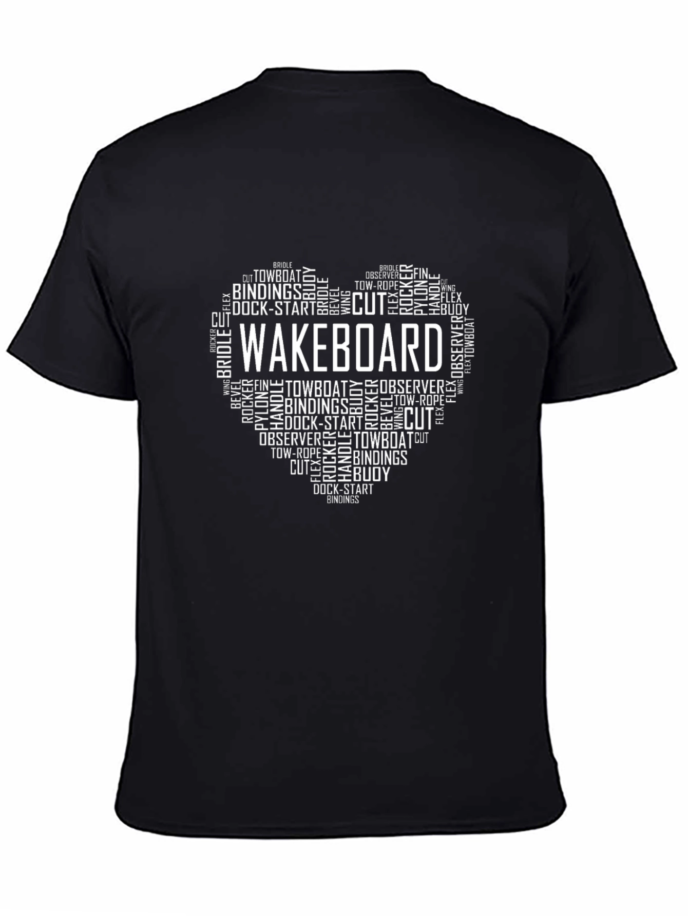 Wakeboard Heart Word Art Graphic T-Shirt
