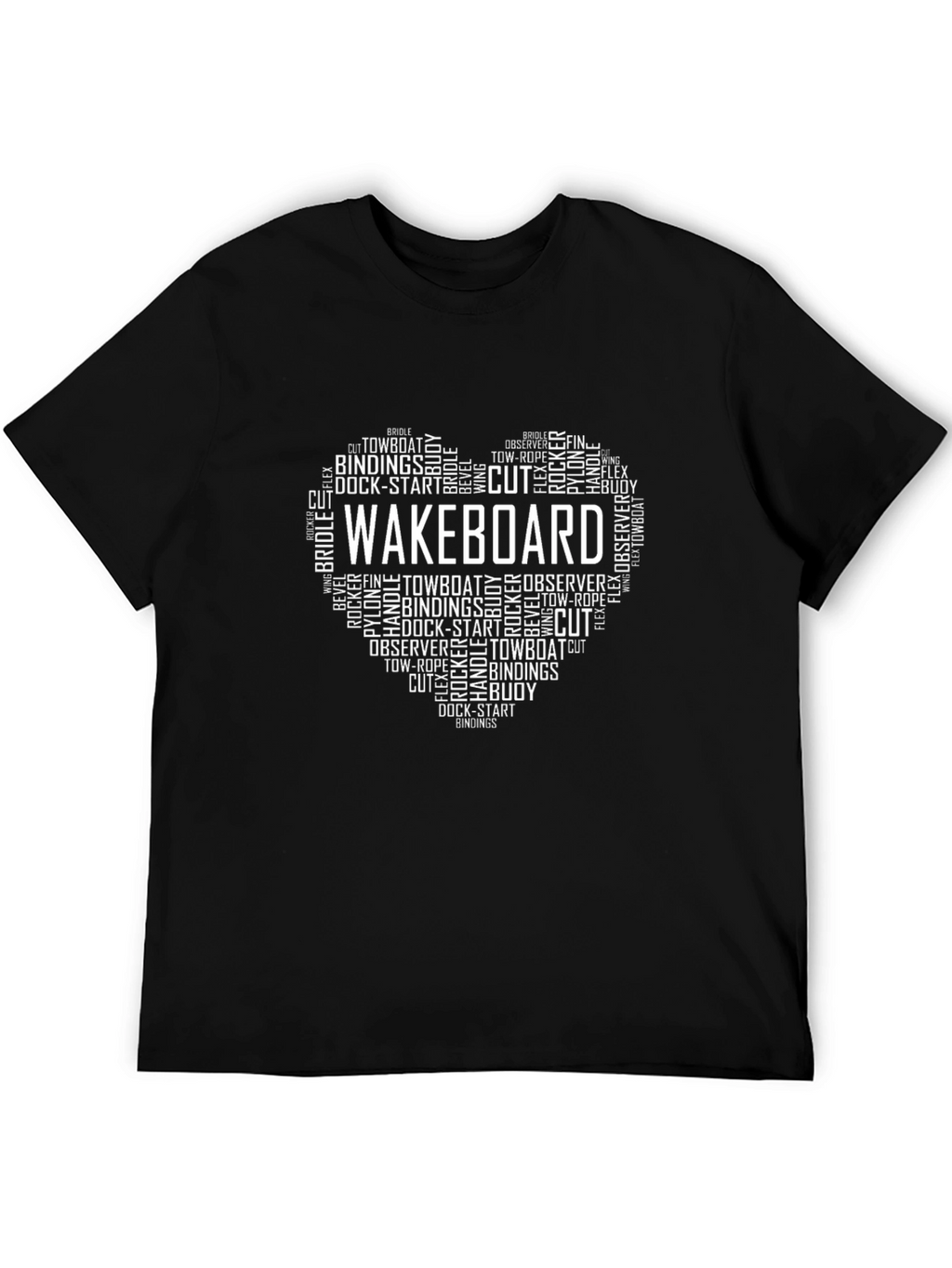 Wakeboard Heart Word Art Graphic T-Shirt