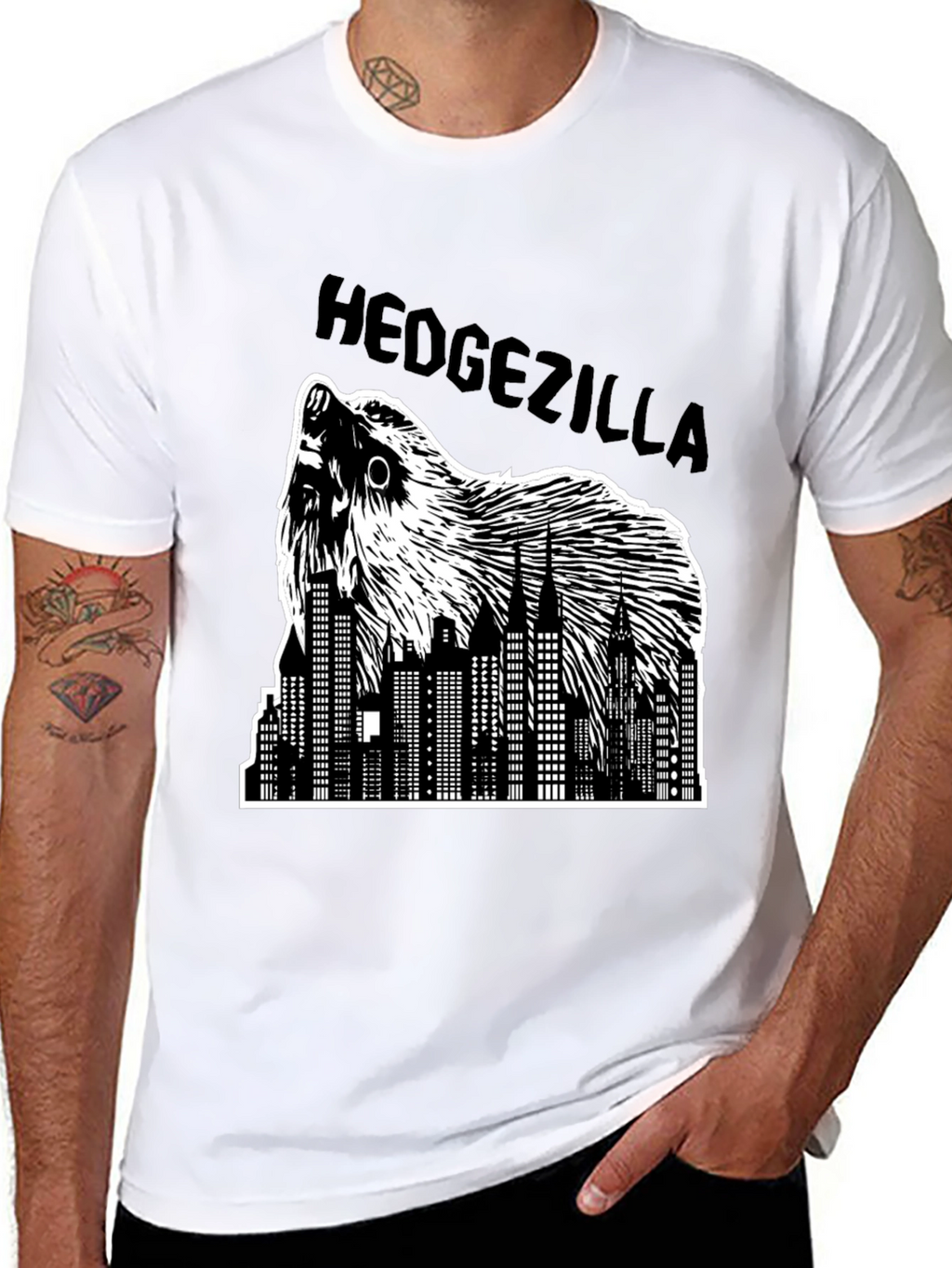 Hedgezilla T-Shirt - City Skyline Hedgehog Graphic Tee