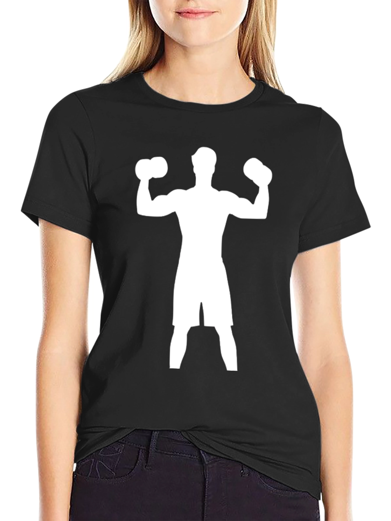Weightlifting Silhouette Graphic Tee - Black