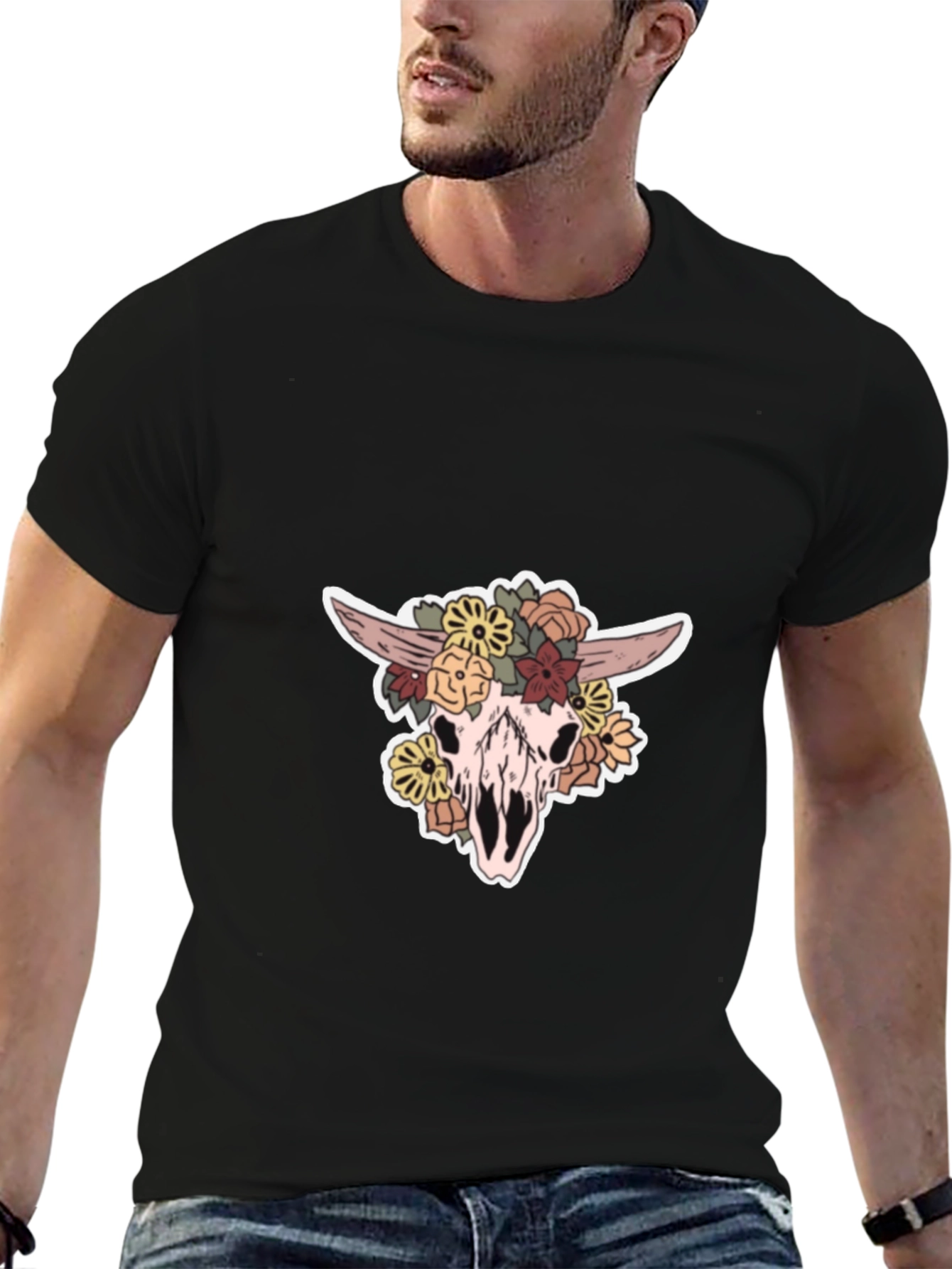 Floral Skull Graphic T-Shirt
