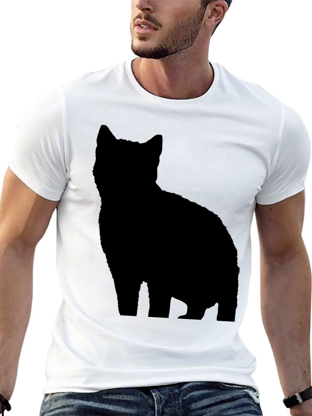 Black Cat Silhouette T-Shirt - Stylish & Unique Tee