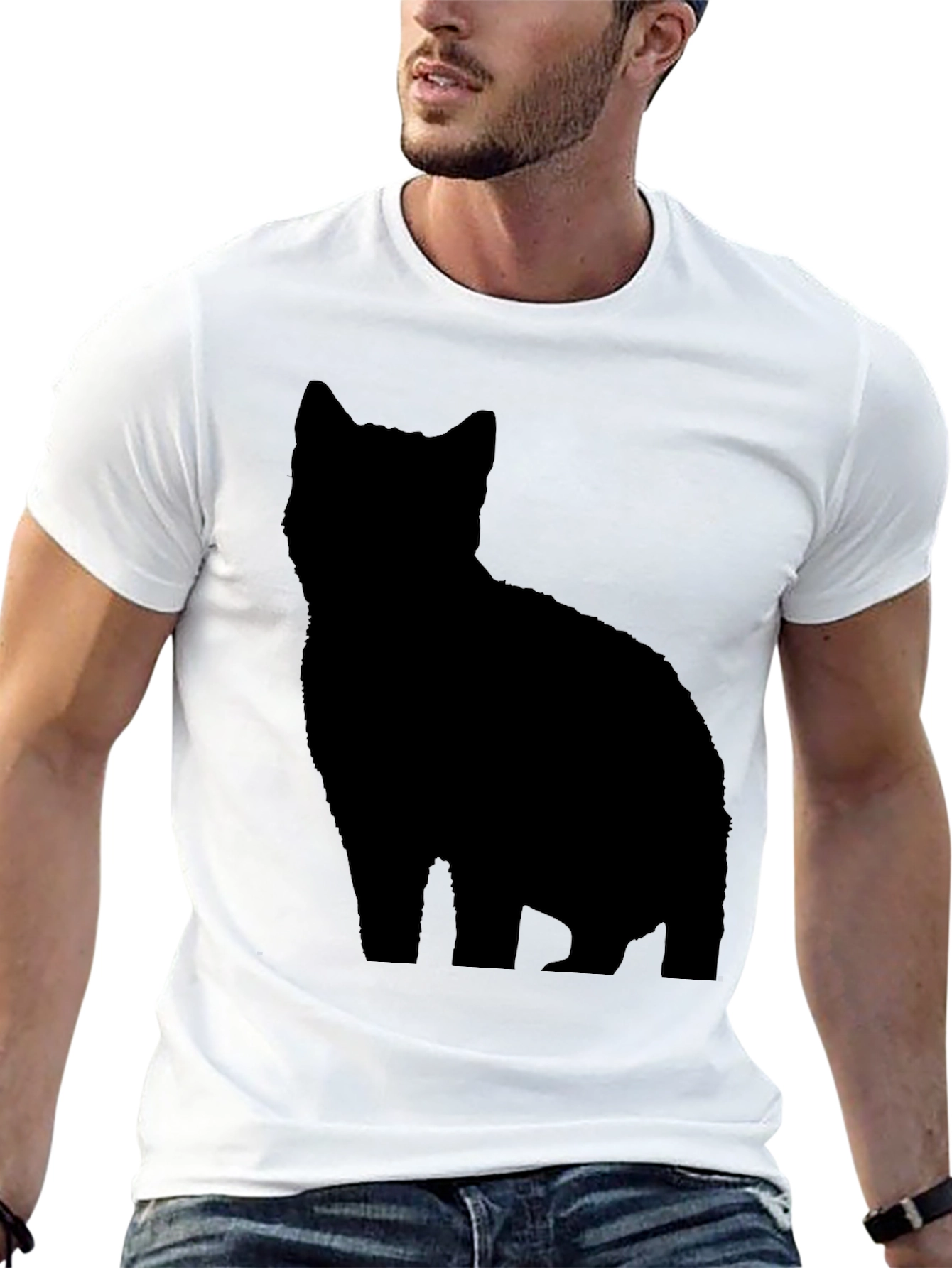 Black Cat Silhouette T-Shirt - Stylish & Unique Tee