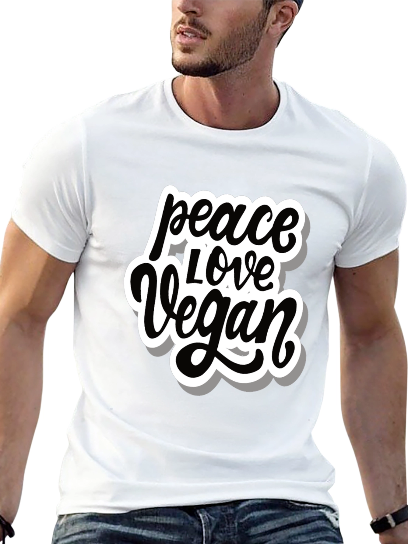Peace Love Vegan T-Shirt - Black Graphic Tee