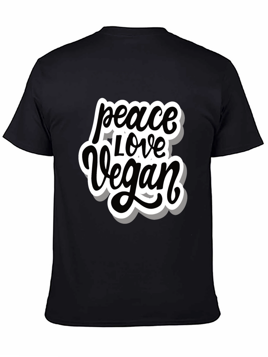 Peace Love Vegan T-Shirt - Black Graphic Tee