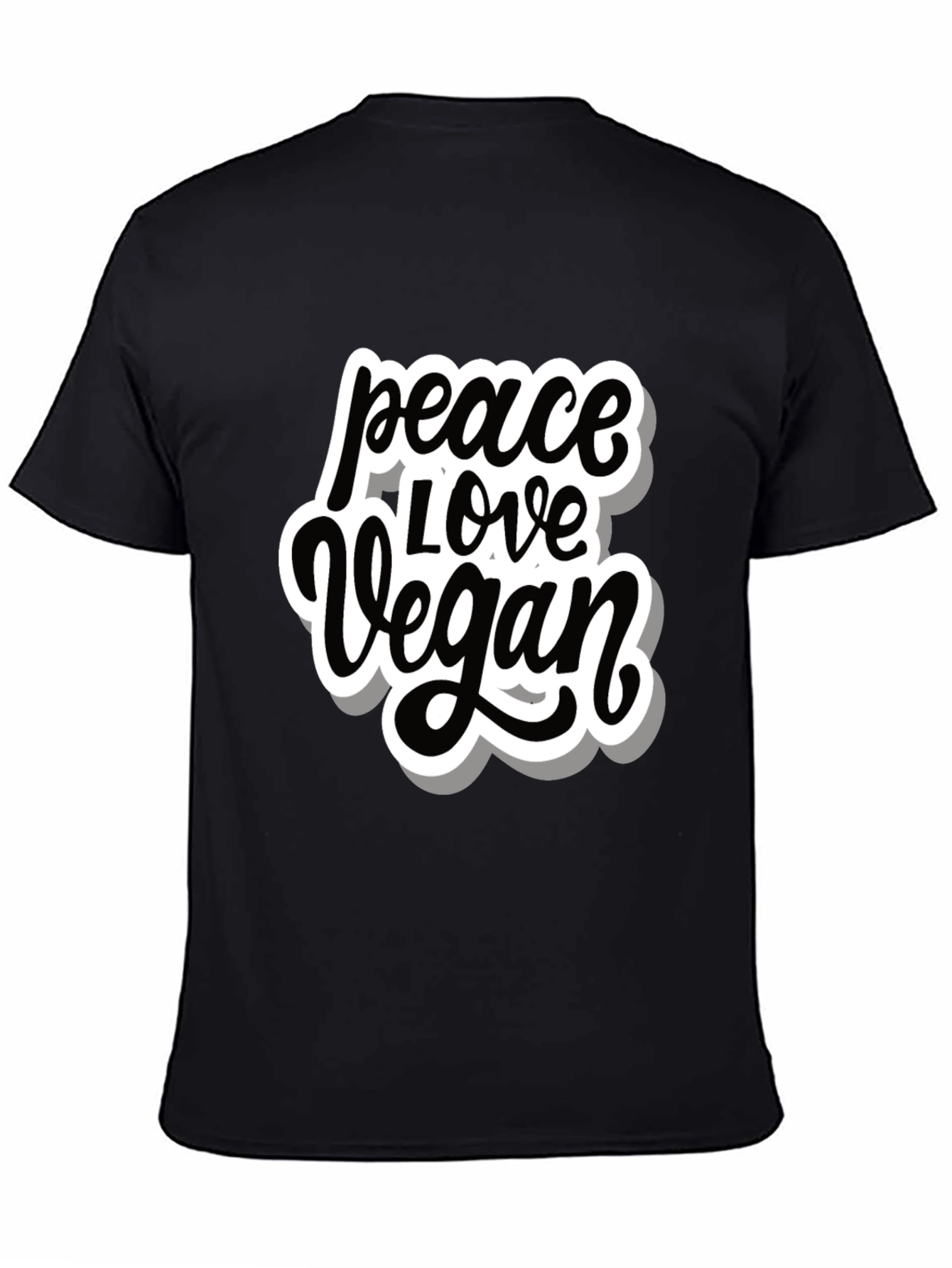 Peace Love Vegan T-Shirt - Black Graphic Tee