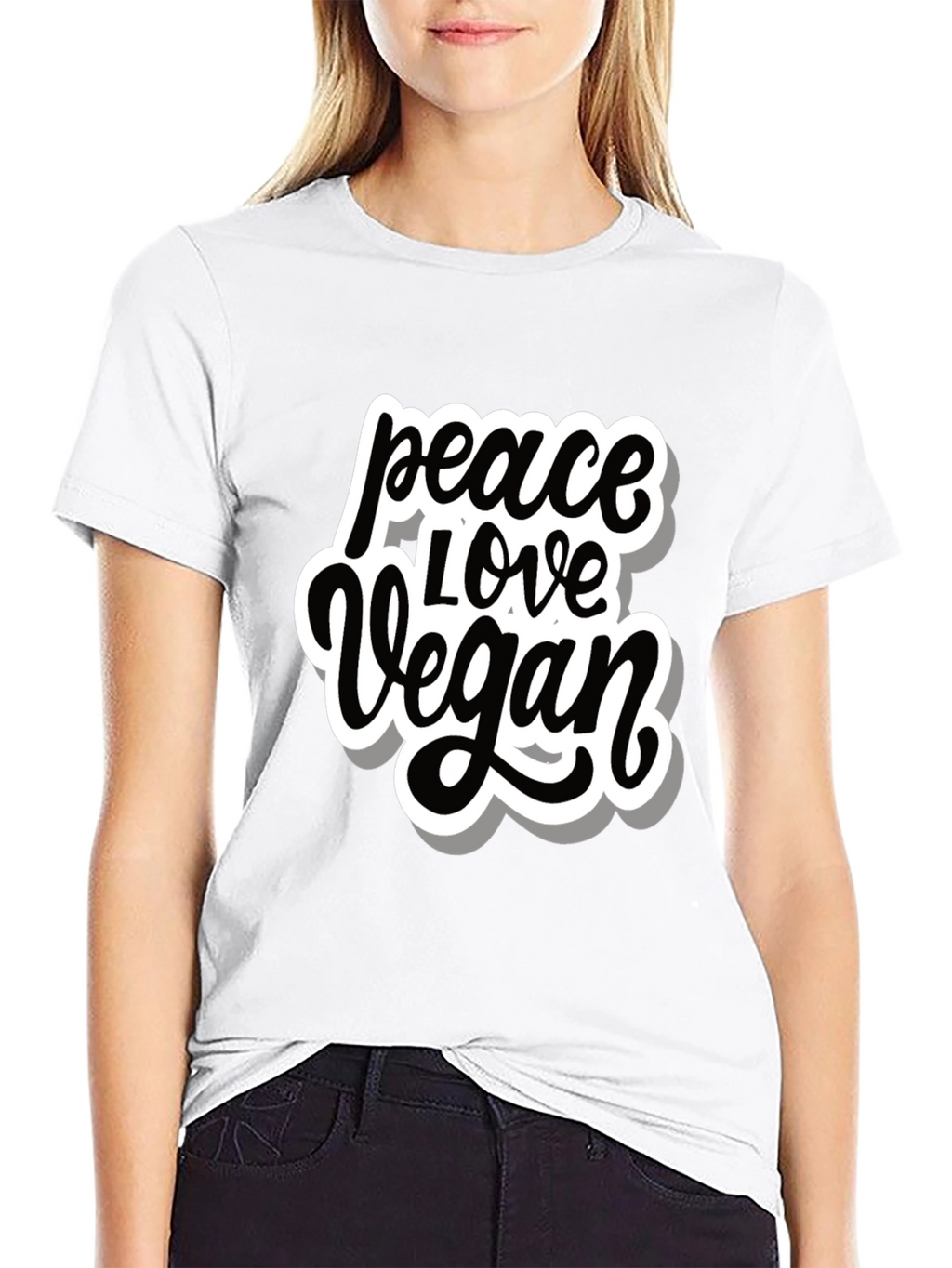 Peace Love Vegan T-Shirt - Black Graphic Tee