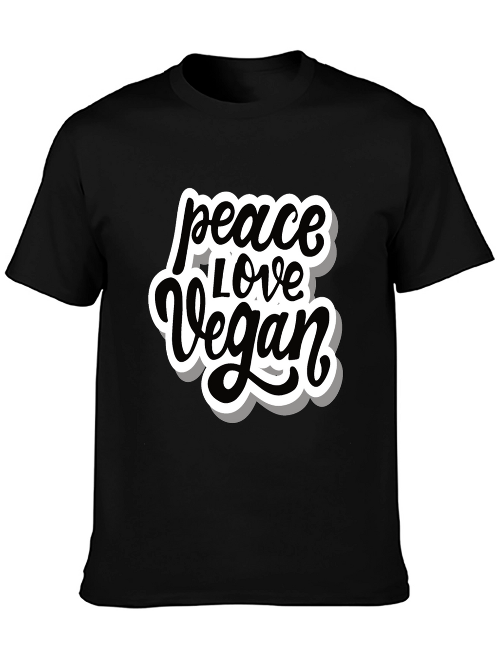 Peace Love Vegan T-Shirt - Black Graphic Tee