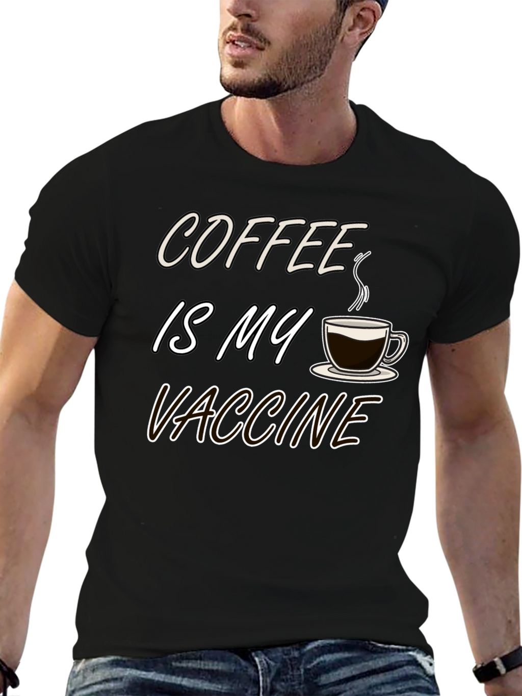 Coffee is My Vaccine Black T-Shirt