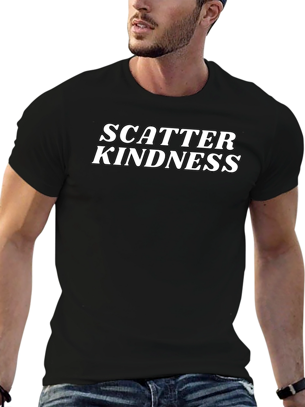 Scatter Kindness Black Graphic T-Shirt