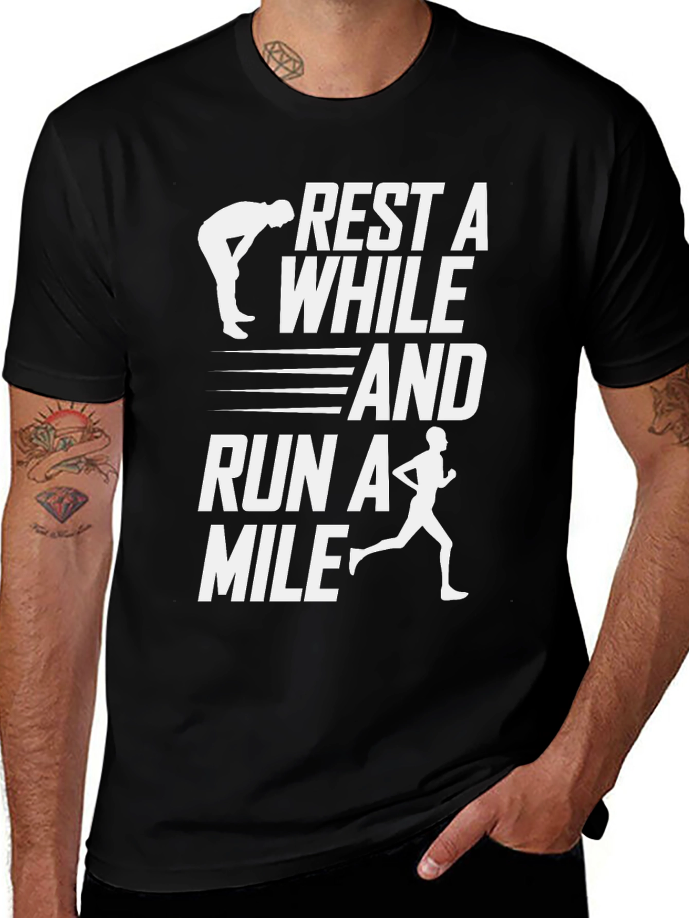 Rest A While Run A Mile Black Graphic Tee