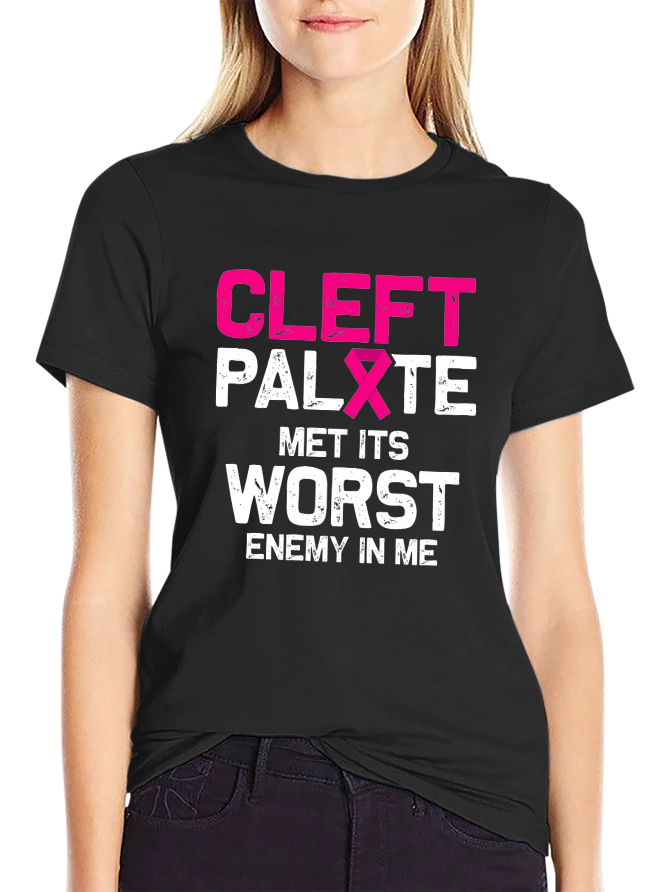 Cleft Palate Awareness T-Shirt - Met Its Worst Enemy In Me