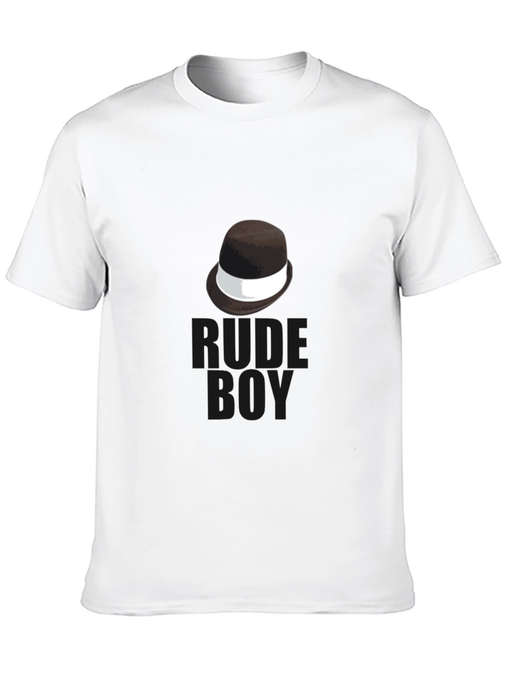 Rude Boy Black T-Shirt with Hat Graphic