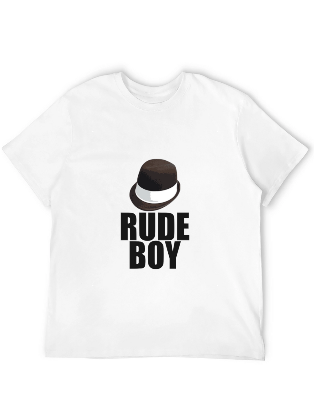 Rude Boy Black T-Shirt with Hat Graphic