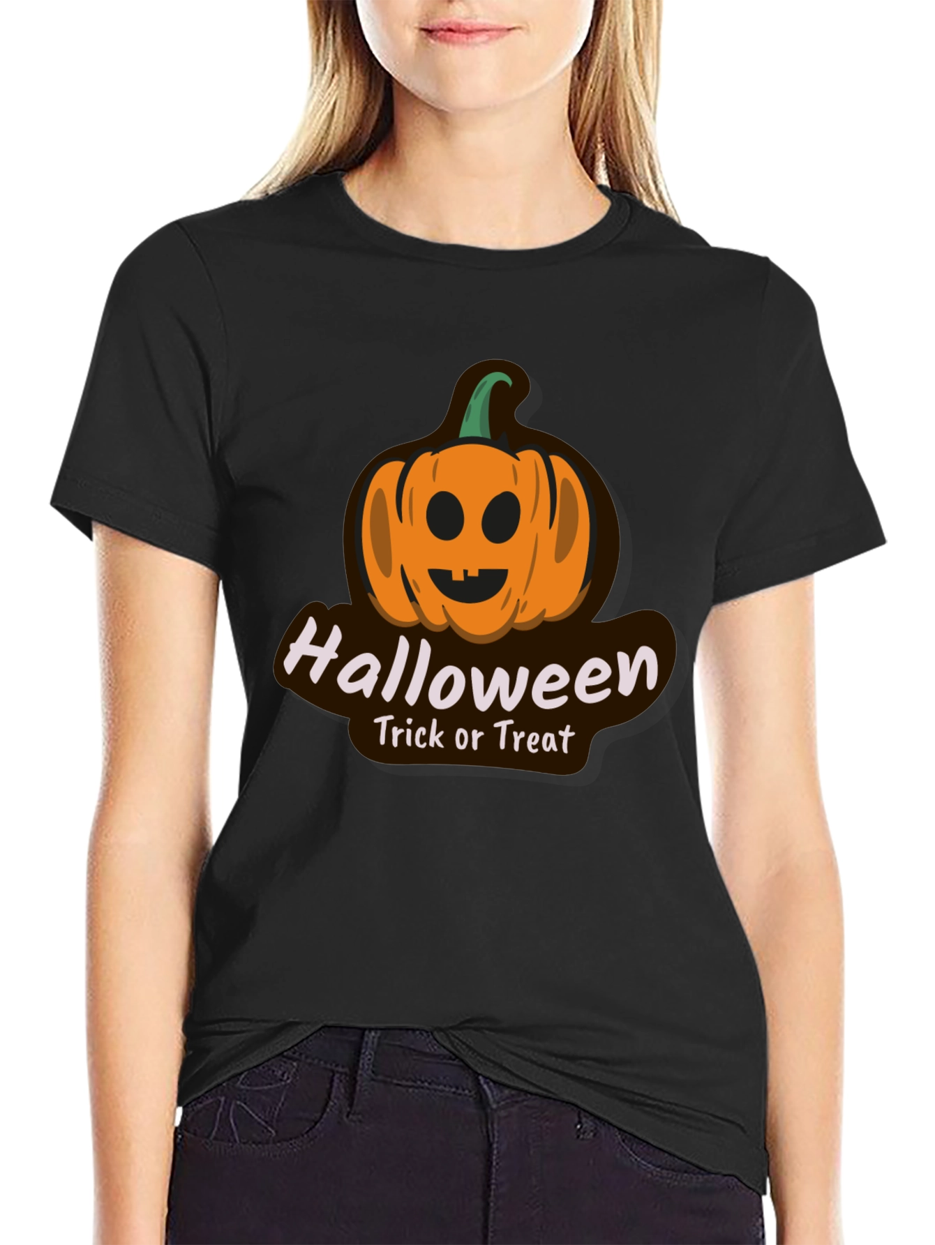 Halloween Pumpkin Graphic Tee - Trick or Treat Shirt