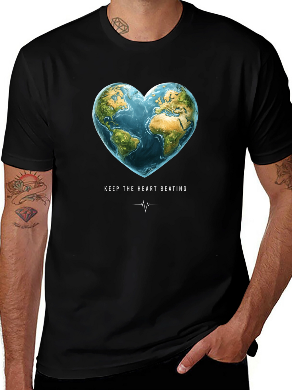 Earth Heartbeat Graphic Tee - Keep The Heart Beating