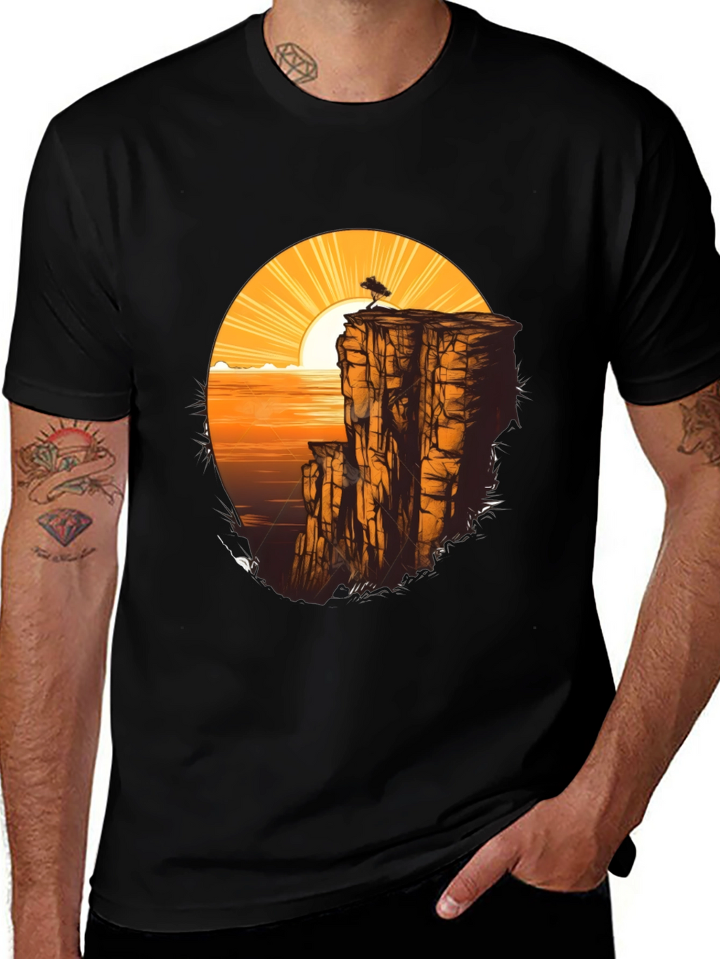 Cliff & Sunset Graphic Tee - Black