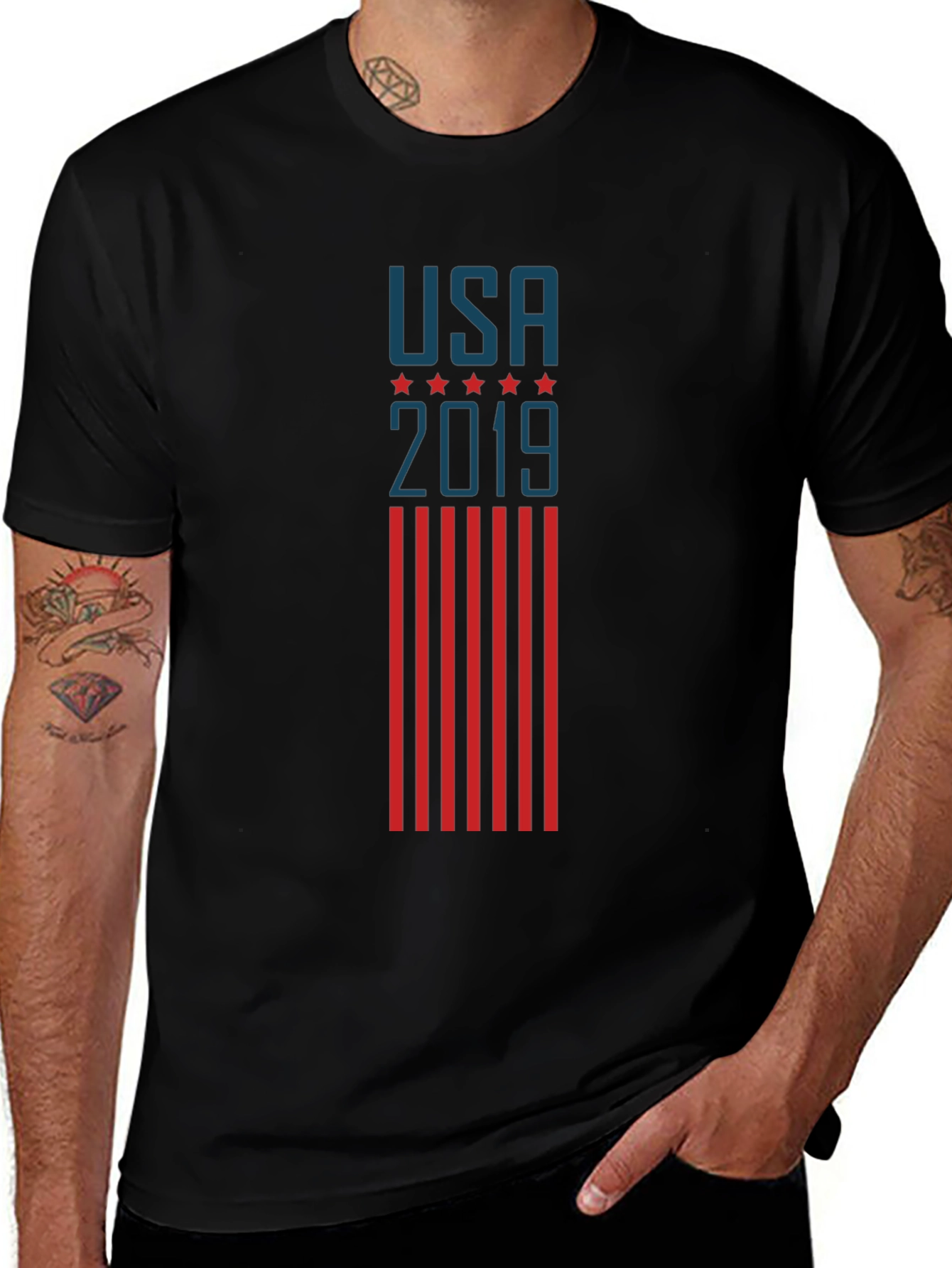USA 2019 Patriotic Graphic Tee - Black
