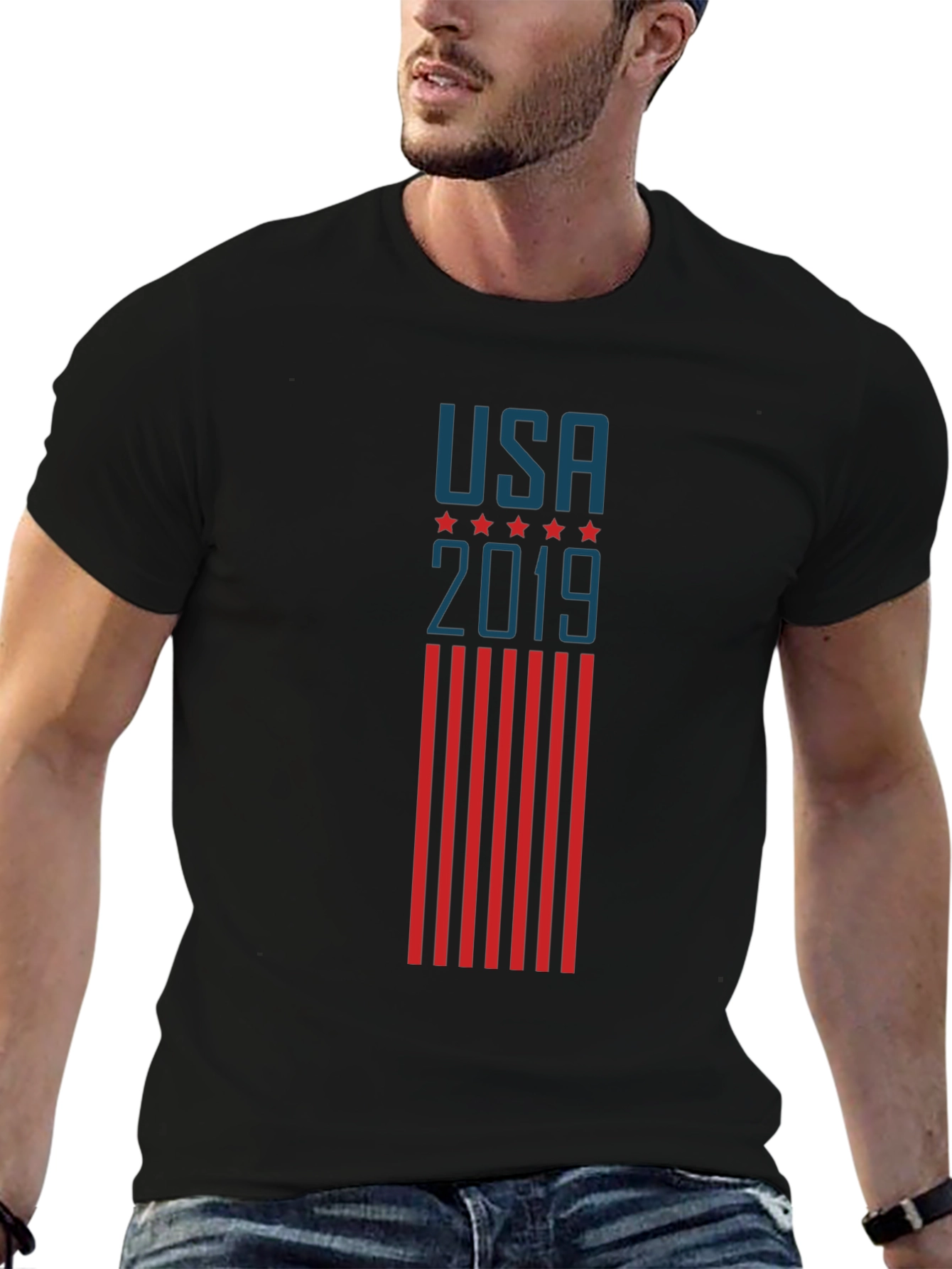 USA 2019 Patriotic Graphic Tee - Black