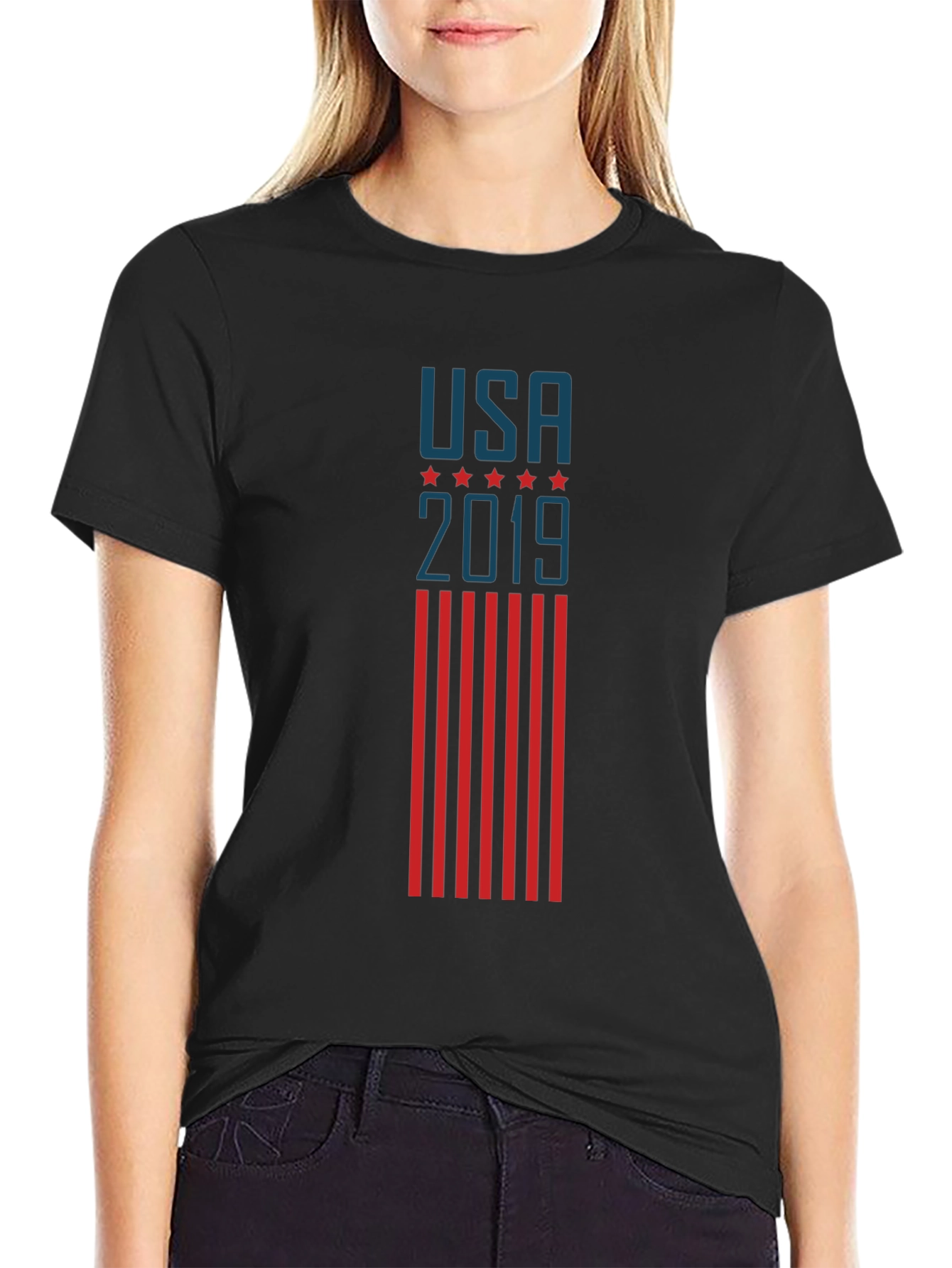 USA 2019 Patriotic Graphic Tee - Black
