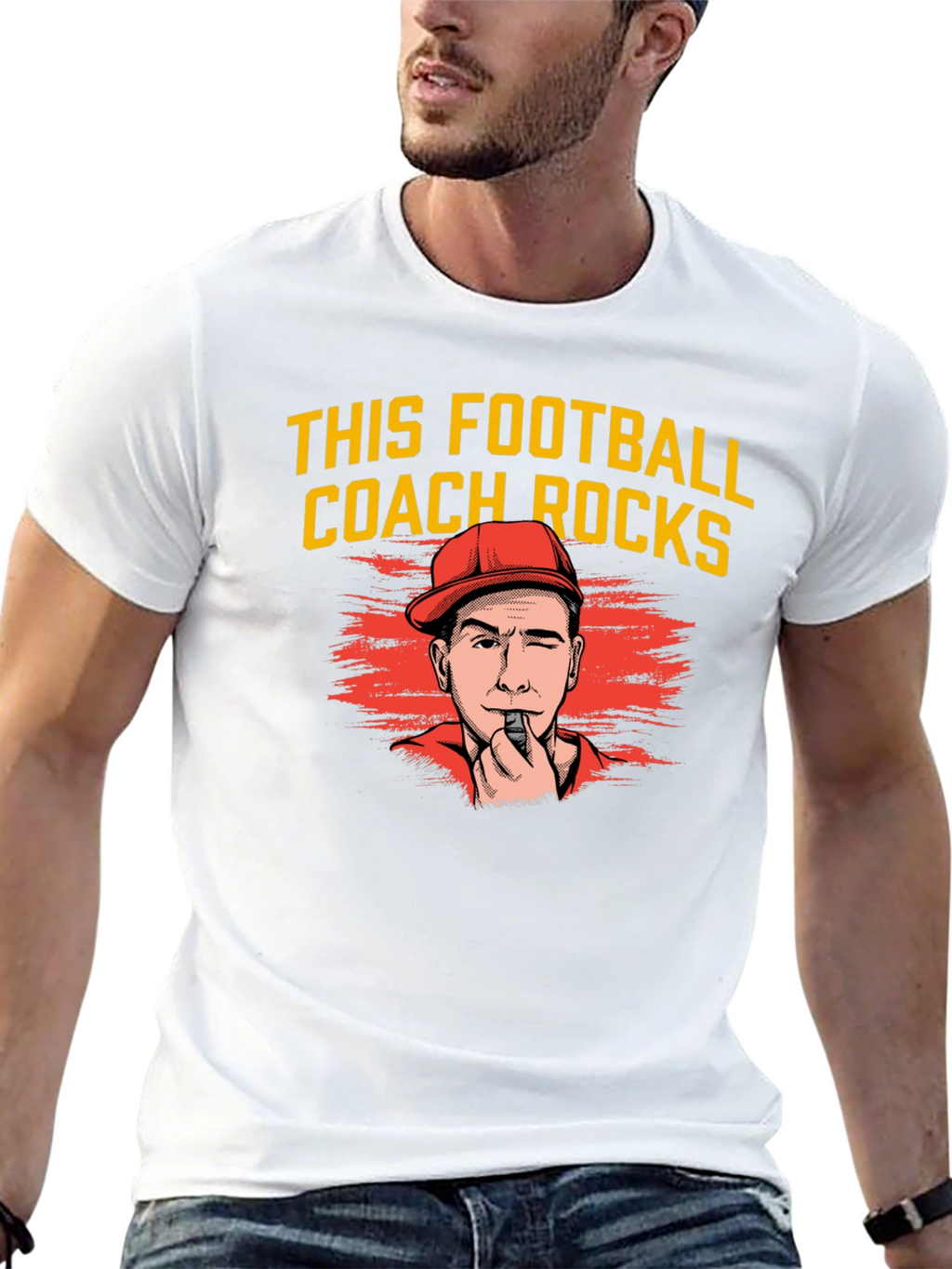 Funny Football Coach T-Shirt - This Coach Rocks