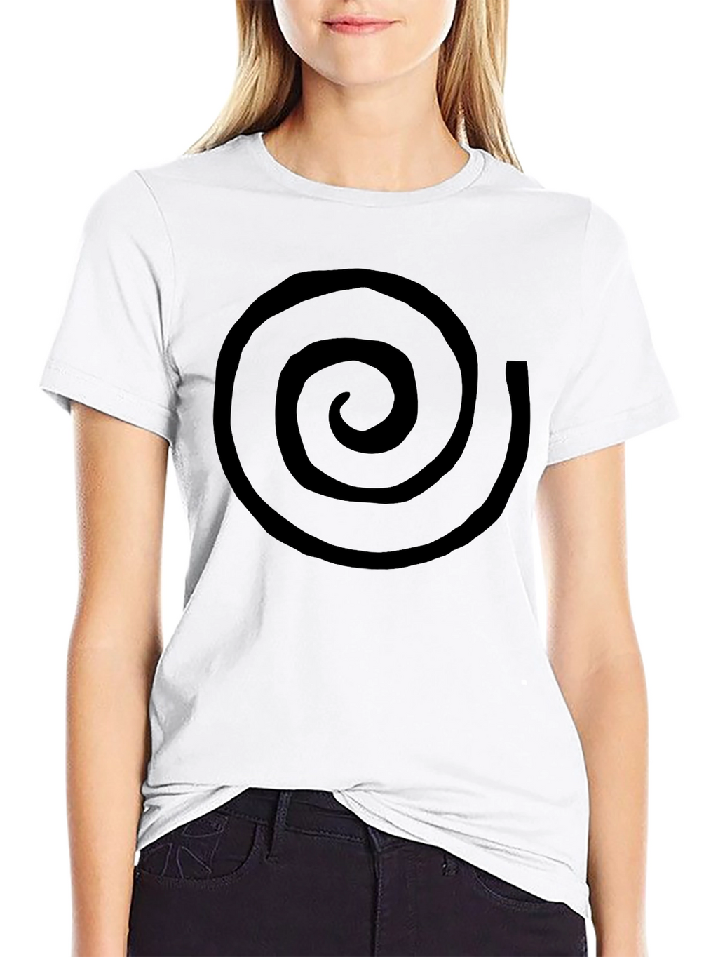Black Spiral Graphic Tee - Casual Cotton T-Shirt