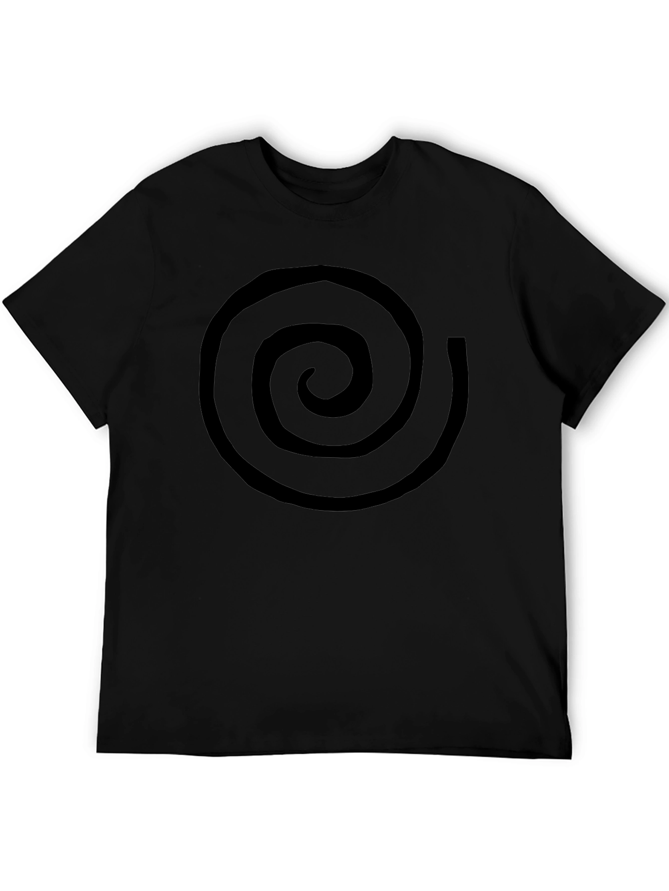 Black Spiral Graphic Tee - Casual Cotton T-Shirt