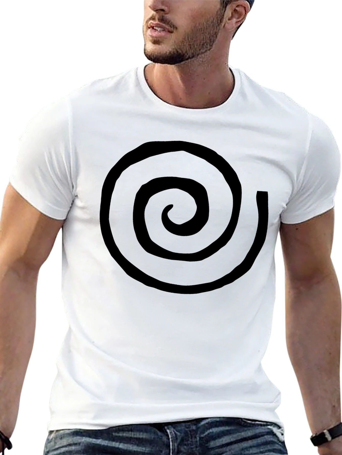 Black Spiral Graphic Tee - Casual Cotton T-Shirt